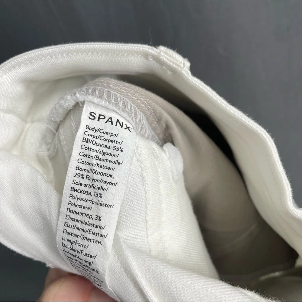 SPANX Stretch Twill Cropped Wide Leg Bright White Comfort Business Casual Pant - Picture 11 of 12
